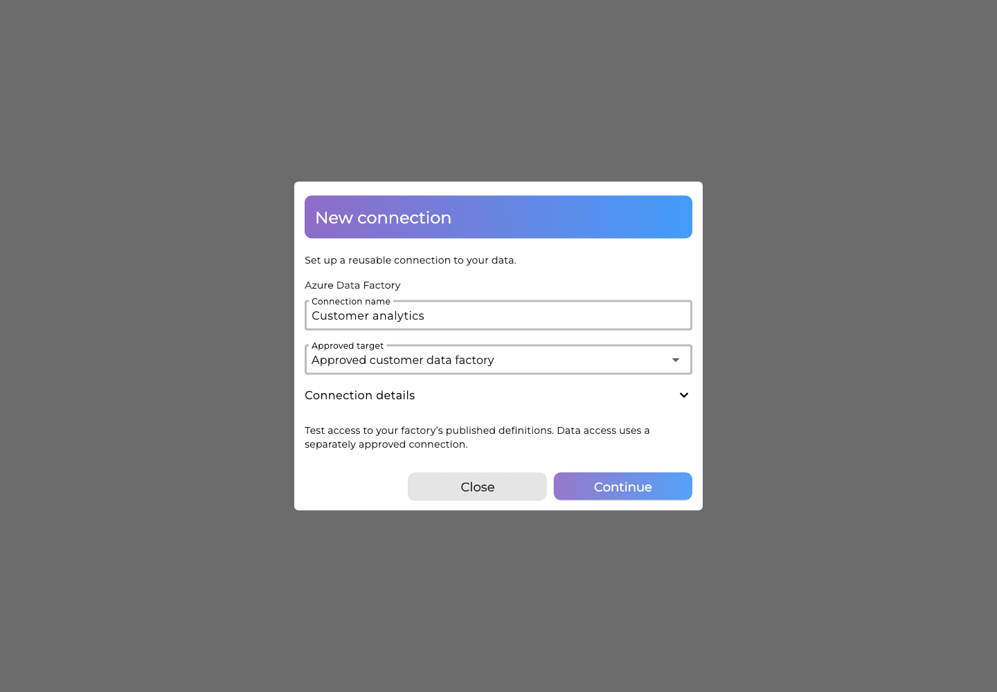 Synthetic Data Factory connection setup